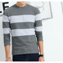 Blusão Masculino de Frio Listrado Camisa Manga Longa Lã Pullover