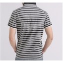White Striped Polo Shirt Men's Fashion Summer Short Sleeve Casual