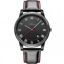 Mens Watches Black Ceramic Sport Quartz Leather Bracelet