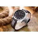 Mens Watches Black Ceramic Sport Quartz Leather Bracelet