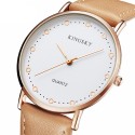 Relógios Feminino Elegante Pulseira de Couro Marrom Mostrador Branco