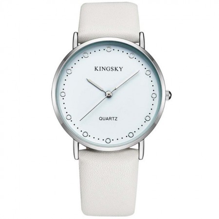 Relógios Feminino Elegante Pulseira de Couro Marrom Mostrador Branco