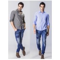 Men's Casual Social Shirt Bolinas Gray and Light Blue Long Sleeve