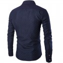 Social Slim Fit Men's Navy Blue Shirt and Wine with Polka Dots