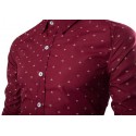 Camisa Social Masculina Casual Pequenas Angoras de Botão Vermelha