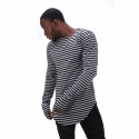 Oversized White Stripe T-Shirt Long Asymmetrical SWAG and Glove