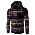 Men's Knitted Sweatshirt with Cotton Pattern Hooded Sweatshirt