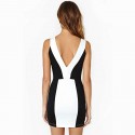 Vestido Bodycon Sexy Curto Femino Preto e Branco de Festa