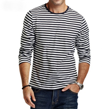 Striped Long Sleeve Casual Men's T-shirt Fashion Winter