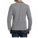 Camiseta Listrada Manga Longa Casual Masculina Fina Moda Inverno