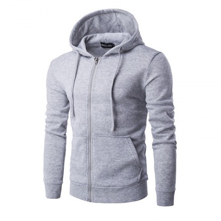 Male sweatshirt with zipper and hood with cord Casual pockets in front