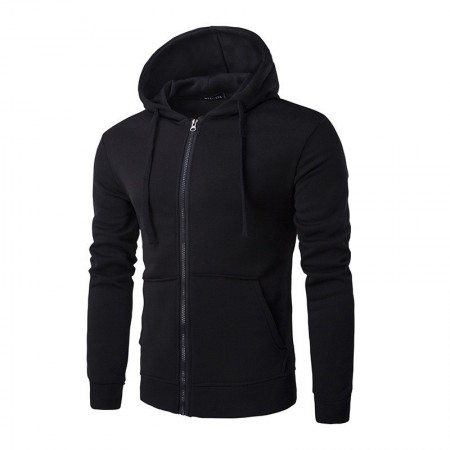 Male sweatshirt with zipper and hood with cord Casual pockets in front