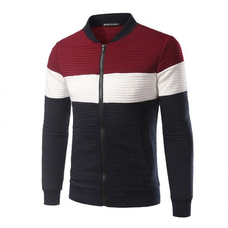 Men's Sportswear Striped Sweater with Zip Jacket