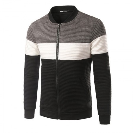 Men's Sportswear Striped Sweater with Zip Jacket