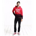 Men's Red and Black Hooded Sweatshirt