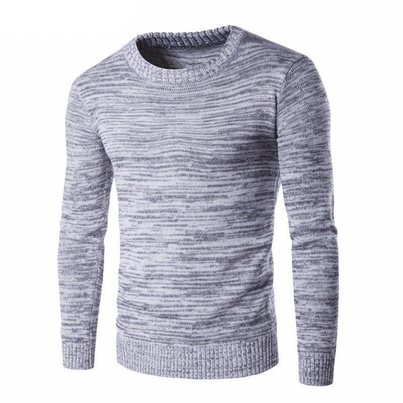 Camisa de Frio Cinza Masculina Suéter Grossa de Lã Pullover Tricotado