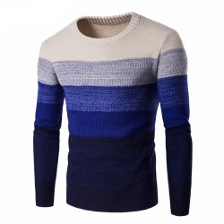 Men's Shirt Gradient Striped Cold Knit Long Sleeve