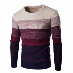 Men's Shirt Gradient Striped Cold Knit Long Sleeve