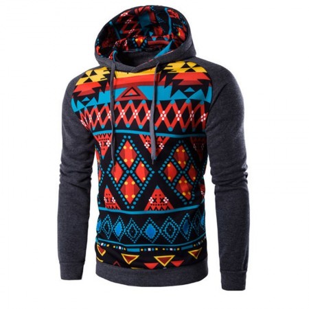 Hooded Male Youth Printed Geometrico Colored Hooded