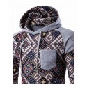 Hooded Acasalho Men's Casual Printed Abstract Vintage Casual