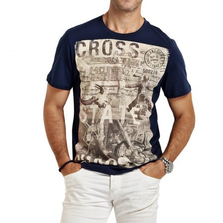 Camiseta Estampada CROSS Masculina Casual Básica Manga Curta