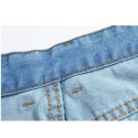 Jeans curtos Masculino Azul Claro Bermuda Com Desgastes Rasgados