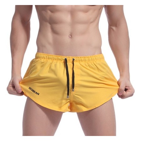 Short de Banho Masculino Curta Sexy Moda Praia Casual Verde e Amarelo