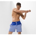 Short de Banho Masculino Listarado Azul Curto Verão Praia Esporte