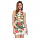 Vestido Floral Tropical Feminino Curto Branco Verão