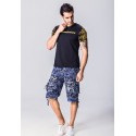 Men's Short Sleeve Printed Fashion Letters and Handbags