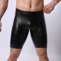 Short Masculino Couro Falso Preto Casual Sexy Moda Praia