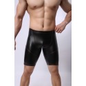 Short Masculino Couro Falso Preto Casual Sexy Moda Praia