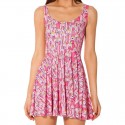 Print dress Pink Women Short Pleated