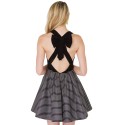 Bow Striped Dress Short Black Slim Fit