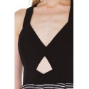 Bow Striped Dress Short Black Slim Fit