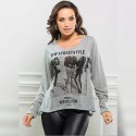 Women's Blouse Long Sleeve Gray Print Rock Festivel Rock In Rio