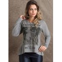 Women's Blouse Long Sleeve Gray Print Rock Festivel Rock In Rio