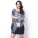 Vestido Estampado Listrado Zebra Manga Longa