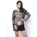 Vestido Estampado Listrado Zebra Manga Longa