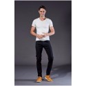 Calças Jeans Masculinas Preta Elástica Slim Moda Casual