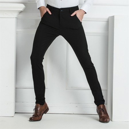 Men's Modern Executive Pants Black Elegant Pattern