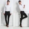 Men's Modern Executive Pants Black Elegant Pattern