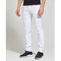 Calça Slim Branca Masculina Rasgada Moda Casual Casual Bonita