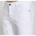 Calça Slim Branca Masculina Rasgada Moda Casual Casual Bonita