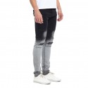 Men's Slim Black Trousers in Degrade Torn Skinny Knee