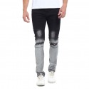 Men's Slim Black Trousers in Degrade Torn Skinny Knee