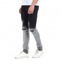 Men's Slim Black Trousers in Degrade Torn Skinny Knee