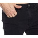 Calças Masculina Slim Preta em Degrade Rasgada no Joelho Skinny