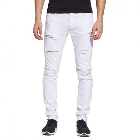 Men's Jeans Slim Fit White Skinny Jeans Torn