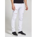 Calça Jeans Masculina Slim Fit Branca Jeans Rasgada Skinny